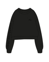 The Oversized Crop - Black - Coastal Core Oceanside - Right Sleeve & Left Chest - Tone on Tone