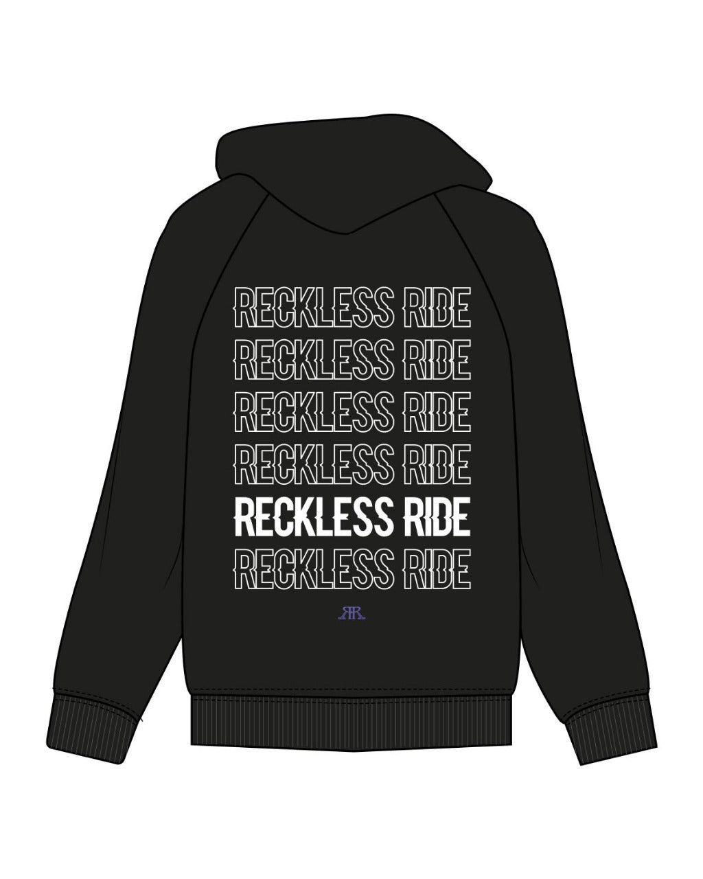 The Mens Hoodie - Black - Reckless Ride - Back Stacked - Printed - Full Color(6460ab)