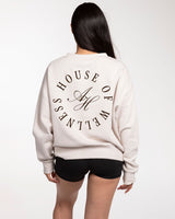 The Womens Crewneck - Bone - Activate House - Front Left Chest & Back Full Center - Brown