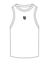 The Mens Ribbed Tank - White - IR Fit - Center Chest - Embroidered - Black