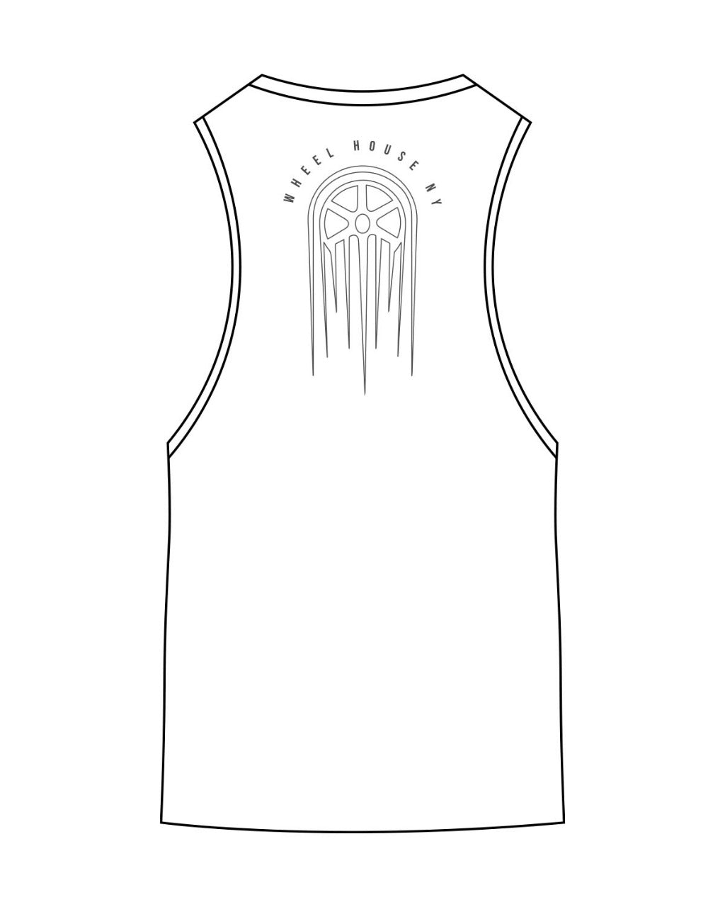 The Scoop Muscle Tank - White - Wheel House NY - Center Chest Arc & Center Back Stacked - Printed - Charcoal