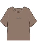 The Crop Terry Tee - Cacao - M4Lagree - Center Chest Script - Embroidered - Navy