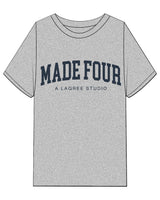 The Mens Heavyweight Tee - Heather - M4Lagree - Center Chest Stacked & Center Back Neckline "M4" - Navy Blue