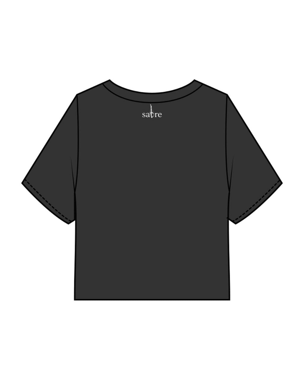 The Heavyweight Crop Tee - Washed Black - Sabre Wine Bar - Left Chest & Center Back Neckline - Printed - White