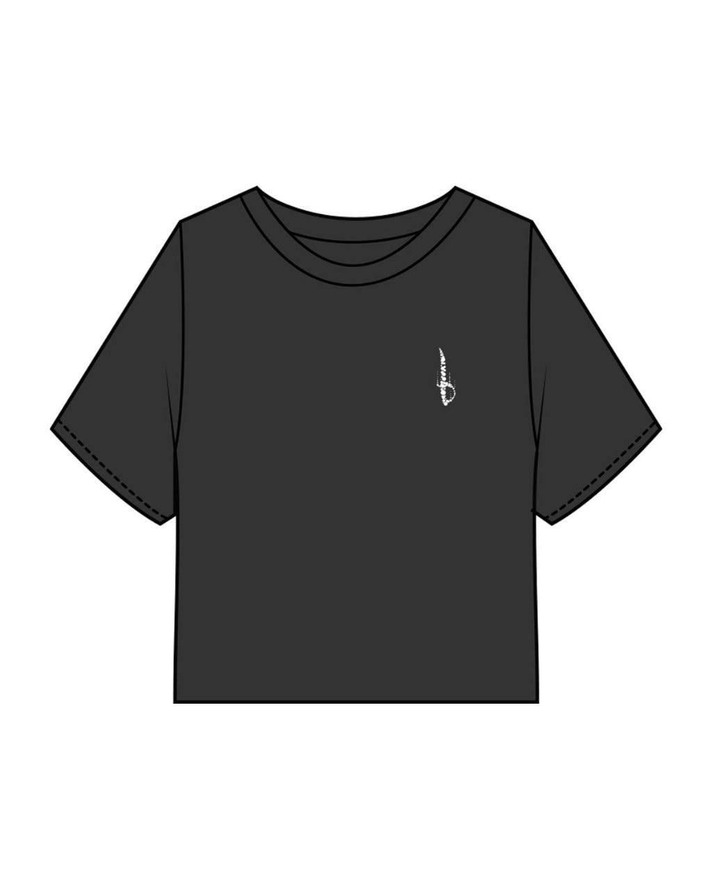The Heavyweight Crop Tee - Washed Black - Sabre Wine Bar - Left Chest & Center Back Neckline - Printed - White