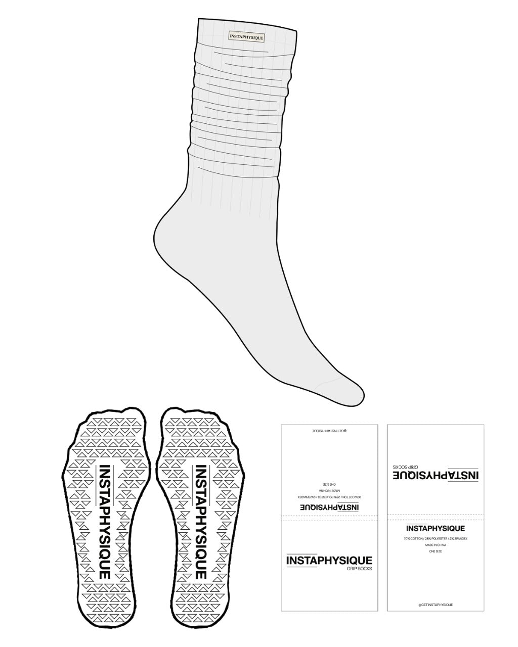 The Slouch Sock - Heather - Instaphysiques - Sew on Logo - Triangle Shape Grip - Translucent