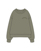 The Womens Heavyweight Crewneck - Eucalyptus - NSpiers - Left Chest Arc & Back Stacked Arc - Embroidered - Printed - Tone on Tone