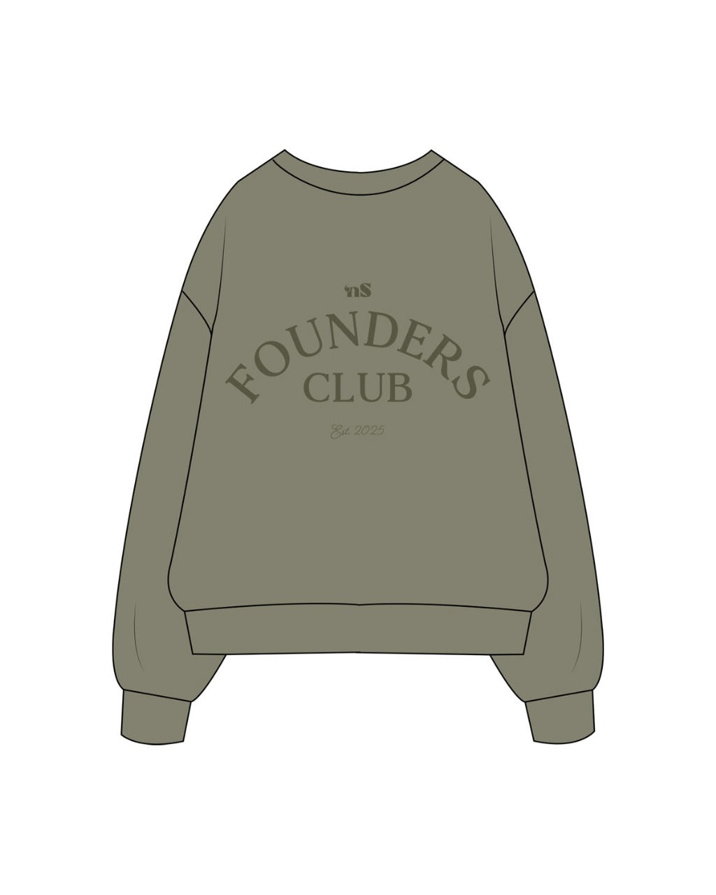 The Womens Heavyweight Crewneck - Eucalyptus - NSpiers - Left Chest Arc & Back Stacked Arc - Embroidered - Printed - Tone on Tone