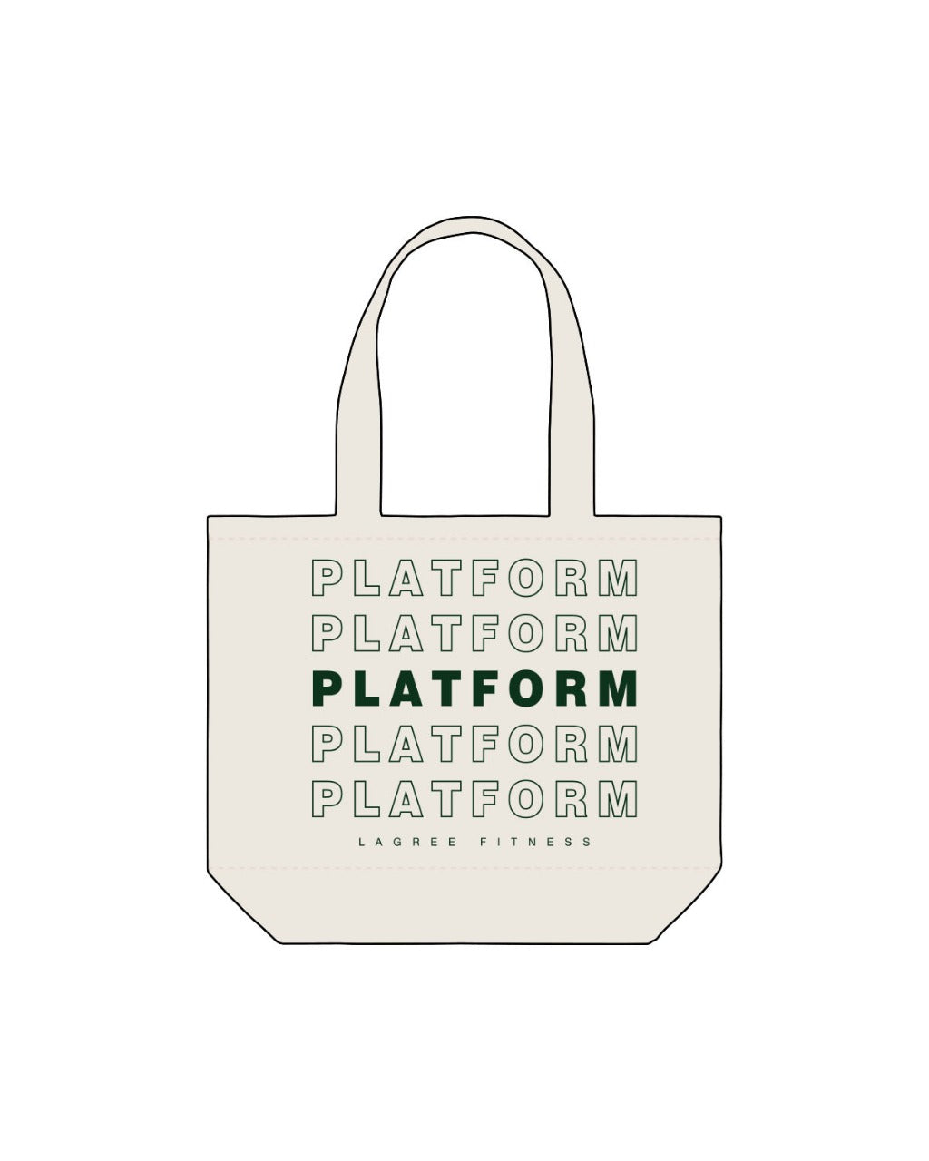 The Tote Bag - Natural - Platform - Center Body - Printed - Pine Green
