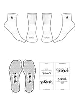 The 1/2 Crew Sock - White - Scorch Fitness - Top Side & Front Logos - Black - Triangle Shape Grip - Black