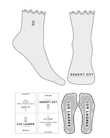 The 1/2 Crew Sock - Heather - Lux Lagree  - Top Logo Embroidered - Front Logo - Charcoal - Hexagon Grip - Transparent