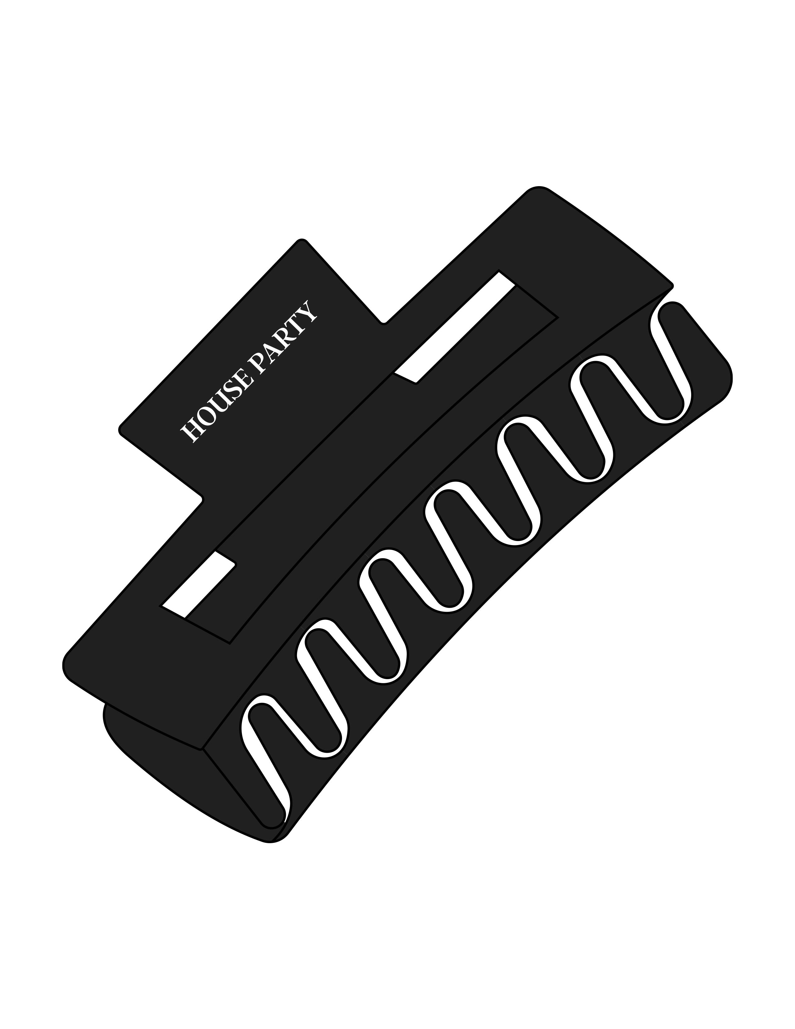 The Claw Hair Clip - Black - Wheel House NY - Top Logo - Printed - White
