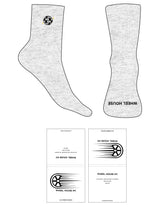 The 3/4 Crew Sock - White Heather - Wheel House NY - Top Logo Full Color Embroidered - Black Toe Logo - Full