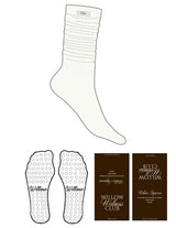 The Slouch Sock - Soft White - Willow Gripwear - Fully Sewn Logo - Circle Grip - Tone on Tone