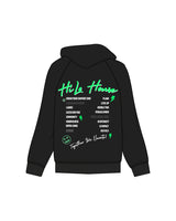 The Mens Zip Hoodie - Black - Hilo House - Left Chest & Back Center Stacked - Full Color