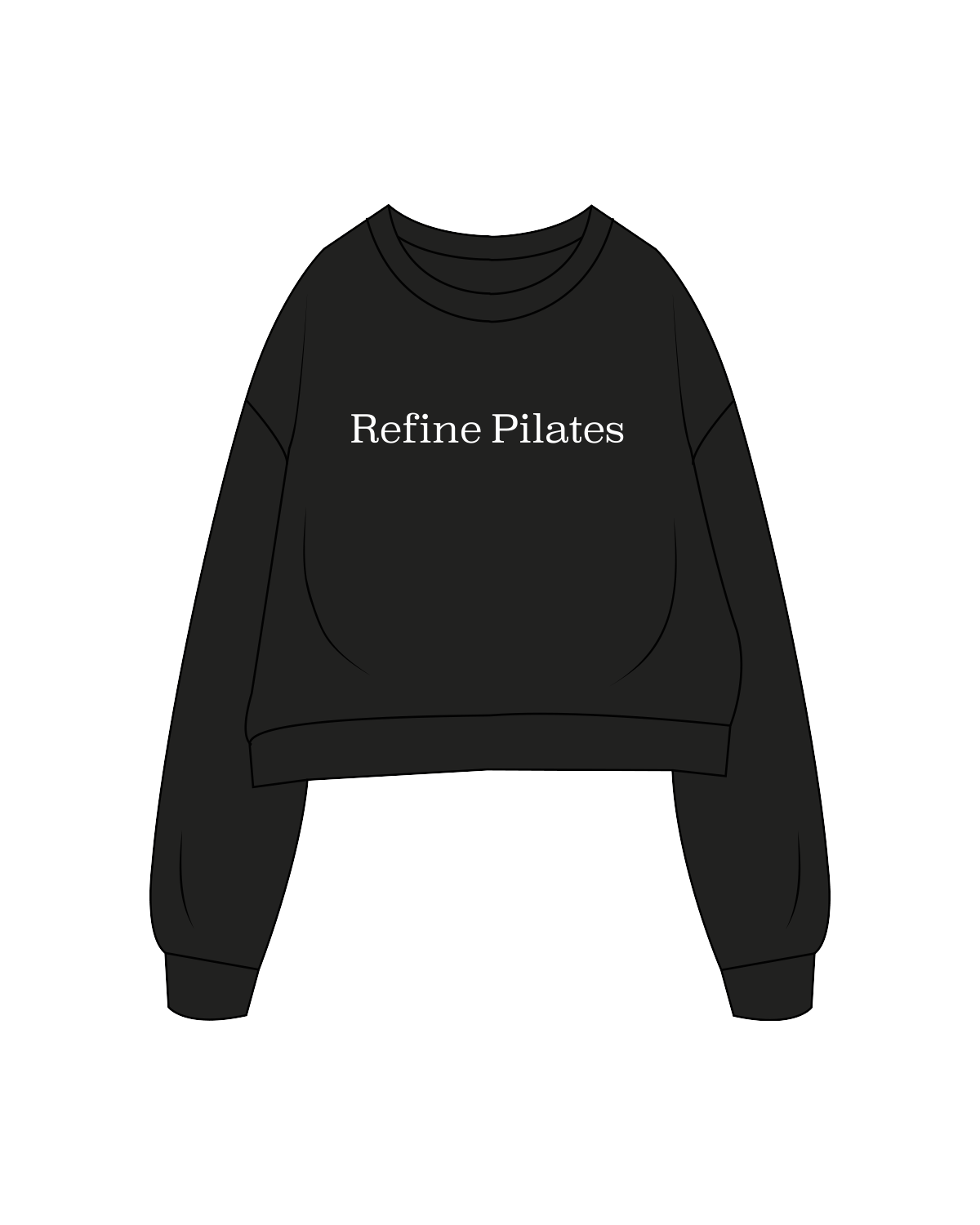 The Oversized Crop - Black - Refine Pilates - Center Chest - Black