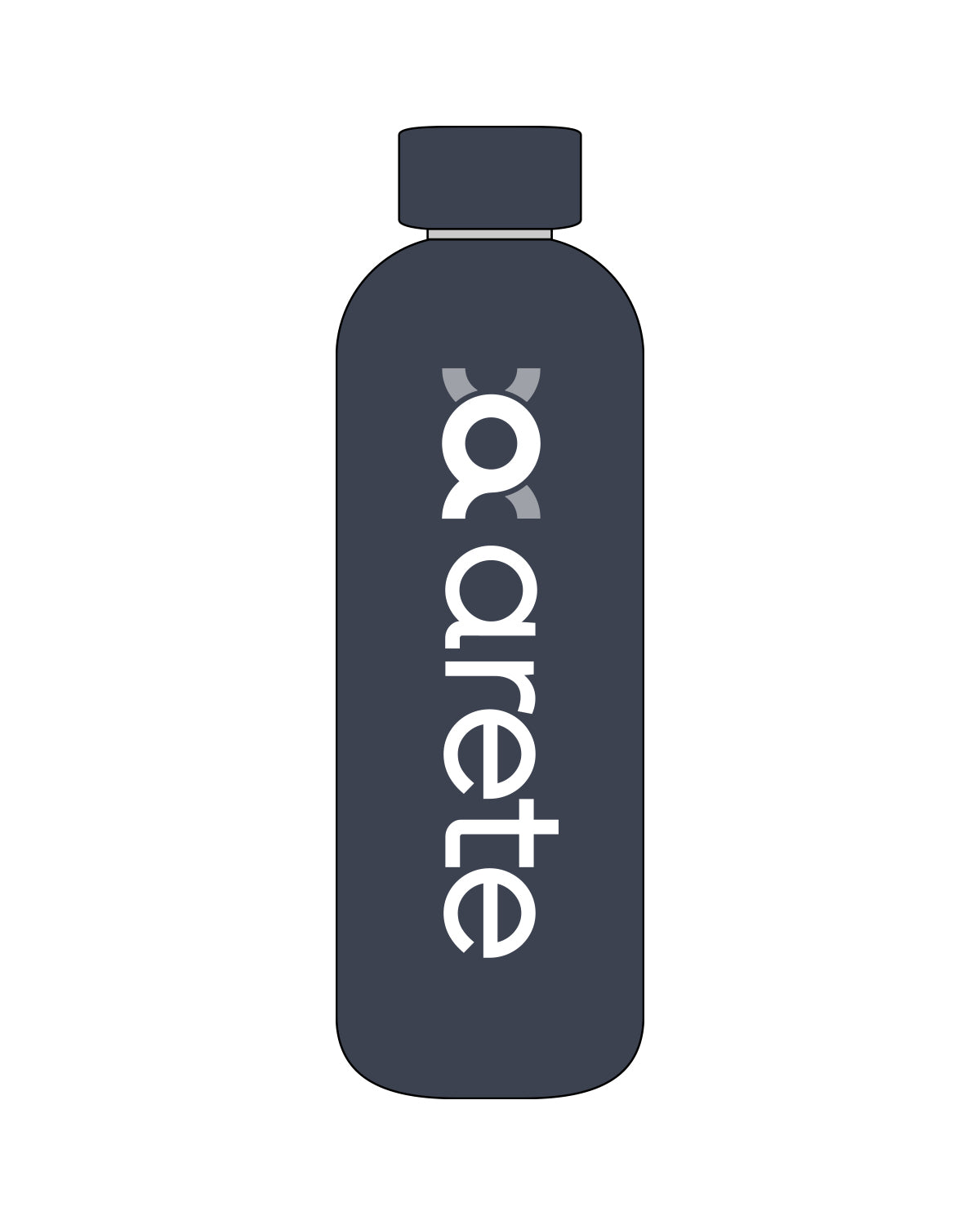 The Water Bottle - Navy - Arete - White Logos