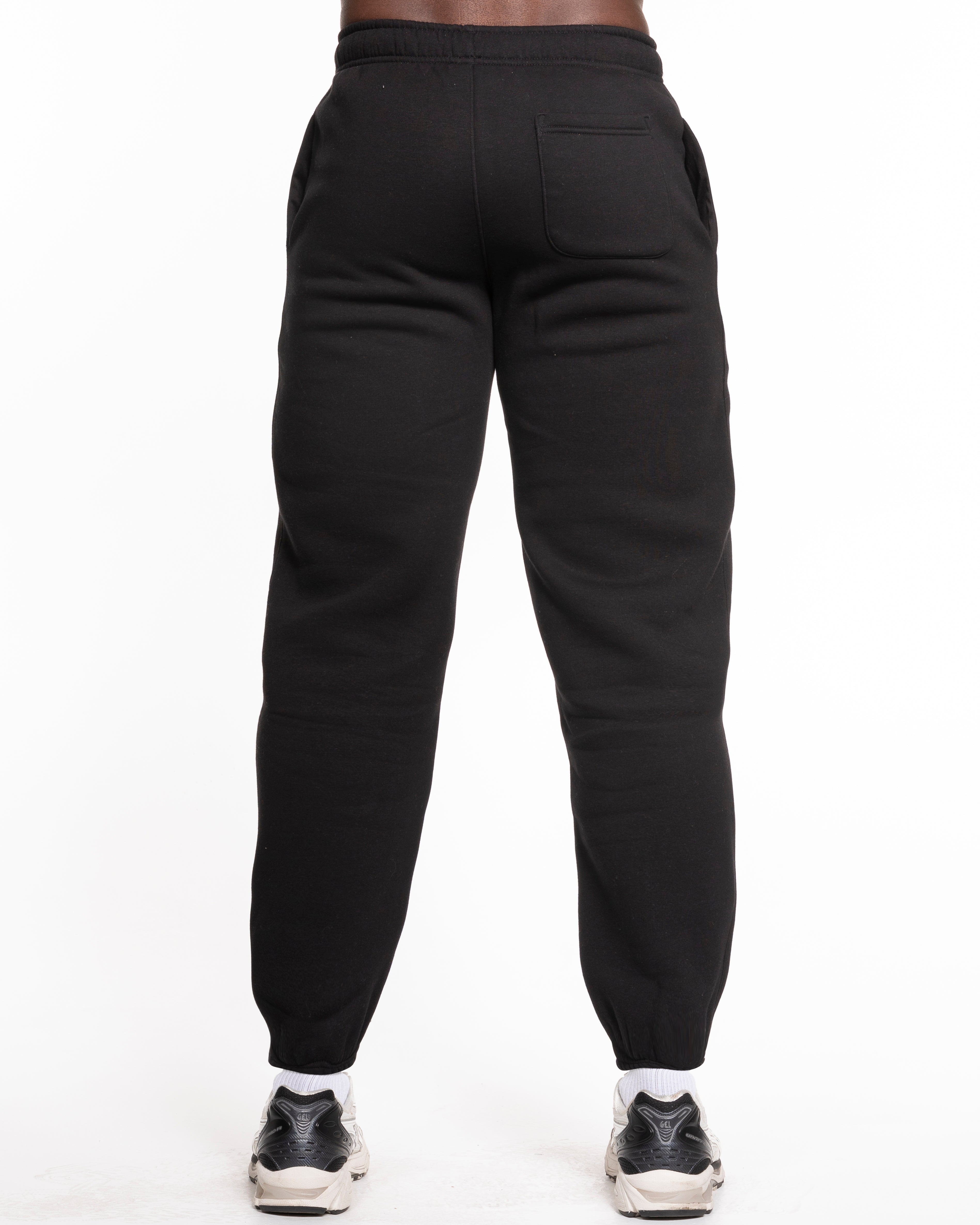 The Mens Sweatpants - Black - SZN8 - Left Leg Text & Bottom Right Icon - Full Color