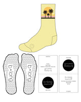 The Crew Sock - Light Yellow - BLong Pilates - Palm Tree Design