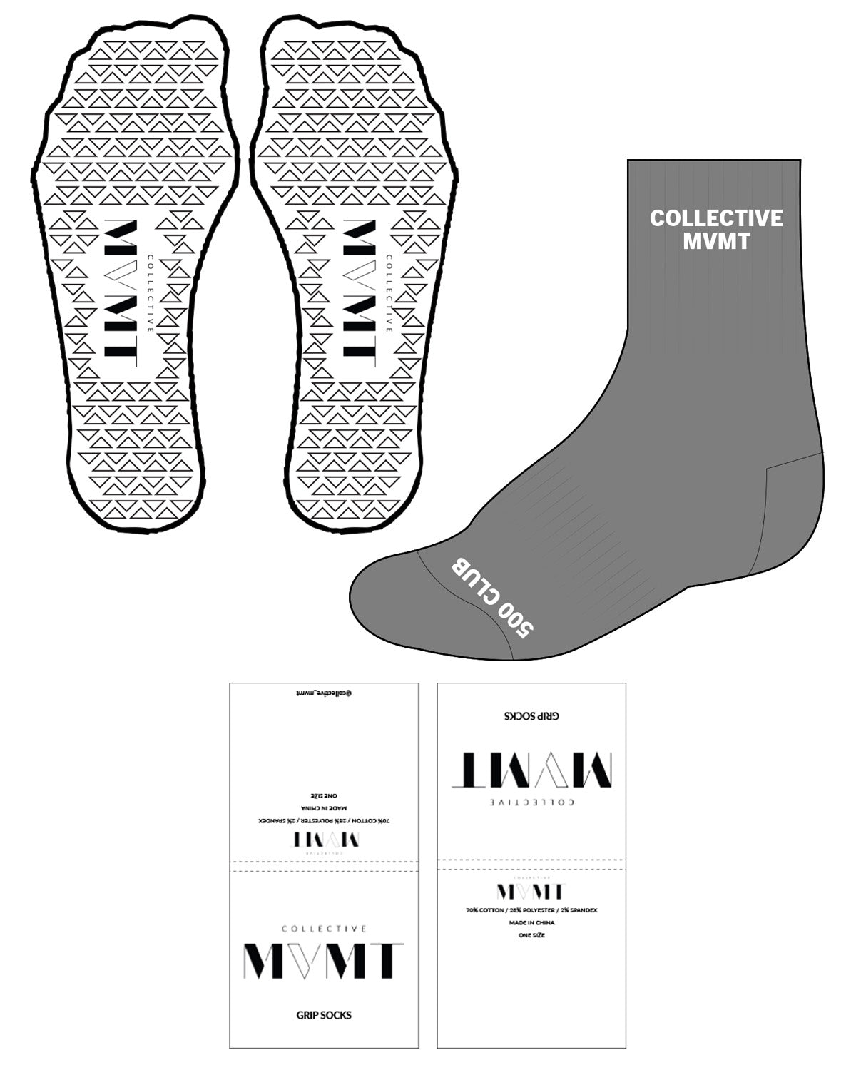 The 3/4 Crew Sock - Charcoal - Collective Movement - Top Center - White