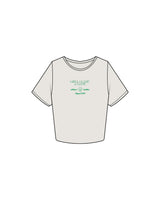 The Crop Tee - Bone - Girls Glamp and Glow - Center Chest Logos - Green