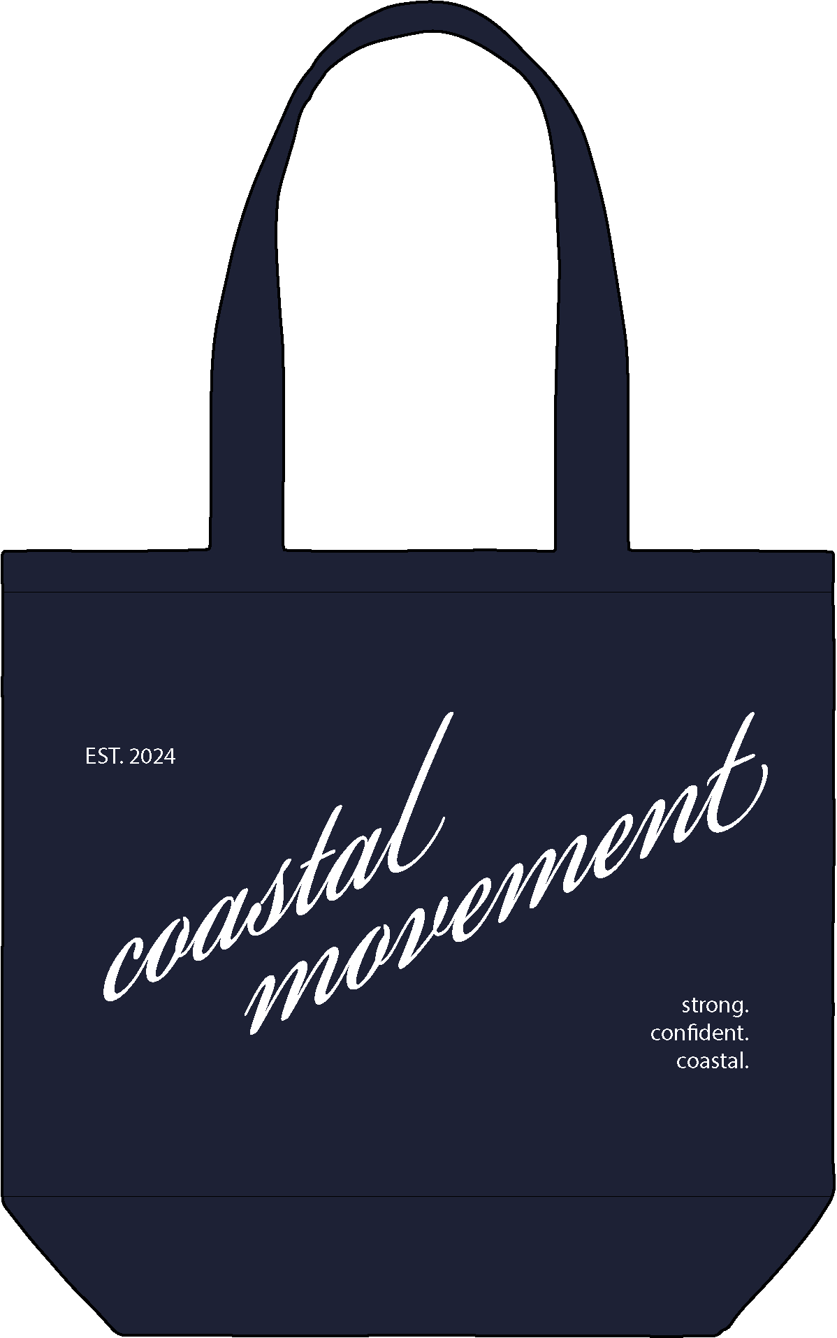 The Tote Bag - Navy - Coastal Movement - Full Front - Printed - White