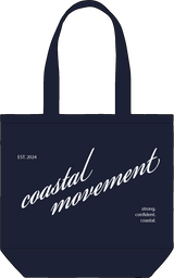 The Tote Bag - Navy - Coastal Movement - Full Front - Printed - White