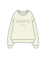 The Womens Crewneck - Butter - Pilates Plus Pacific Beach - Collegaite Logo - Tone on Tone