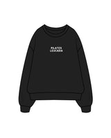 The Womens Heavy Crewneck - Black - Pilates Leucadia - Center & Back Logos - White