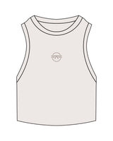 The Ribbed Crop Tank - Bone - Level Fitness - Center Chest - Embroidered - Tone on Tone