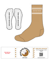 The Crew Sock - Gold - Mind Body - Center Stacked - Text - White - Circle Shape Grip - White