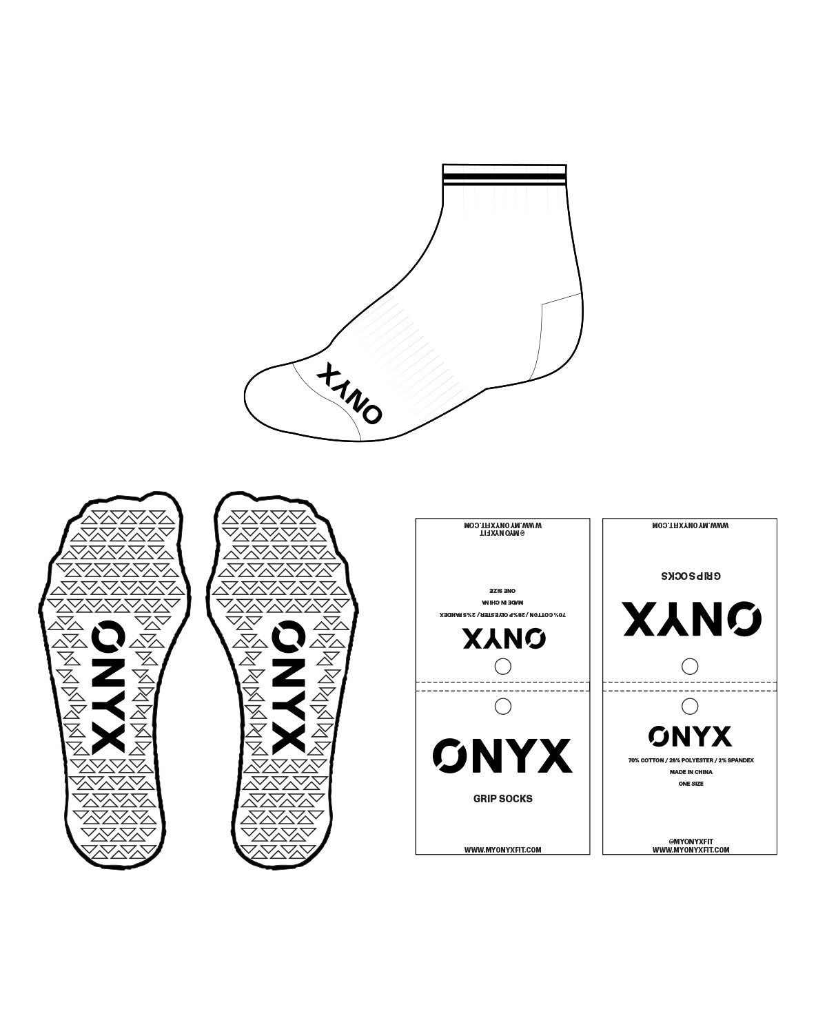 The 1/2 Crew Sock - Onyx Fit - White / Black