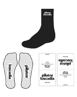 The 3/4 Crew Sock - Black - Pilates Leucadia - Jacquard Logo - White Logos