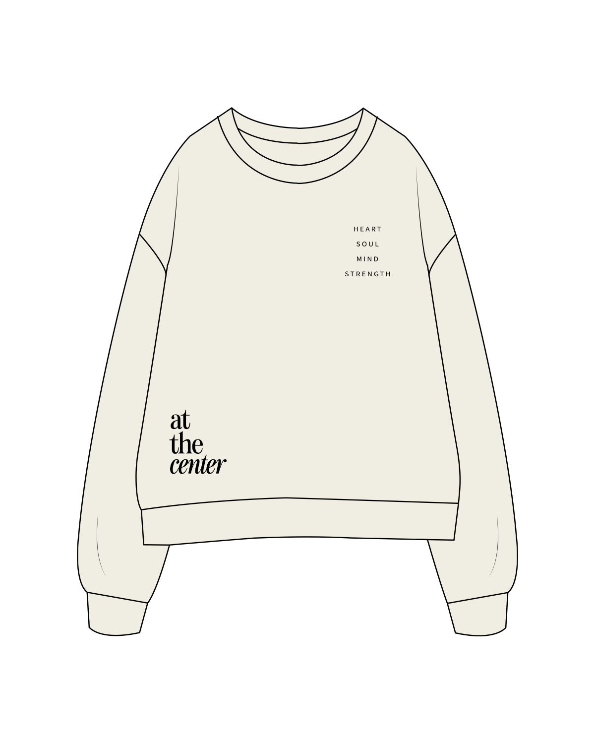 The Womens Crewneck - Off White - Plum Creek Church - Left Chest & Right Lower - Printed - Black
