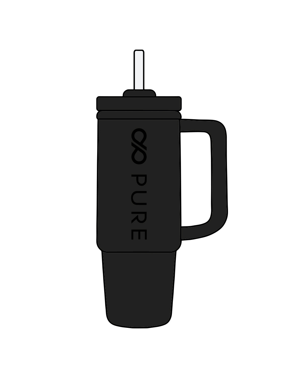 The Tumbler Cup - Black - Pure Gym - Main Logo - Tone on Tone