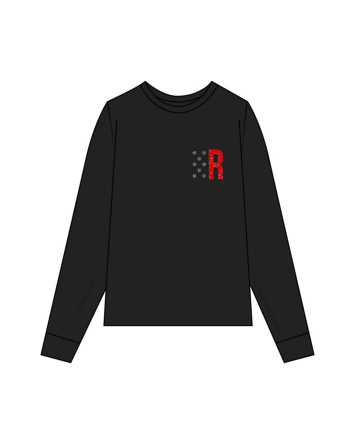 The Mens Long Sleeve - Black - Rebels Elite - Left Chest & Back - Full Color