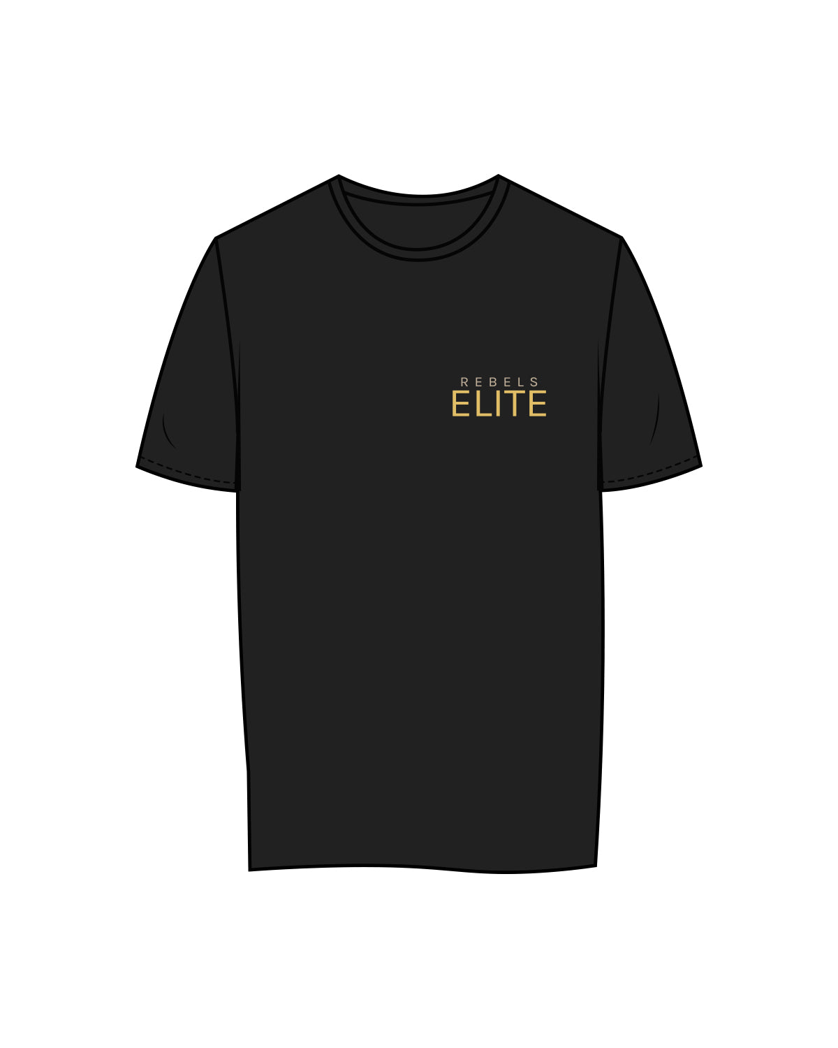 The Womens Tee - Black - Rebels Elite - Left Chest & Back Logos - Gold