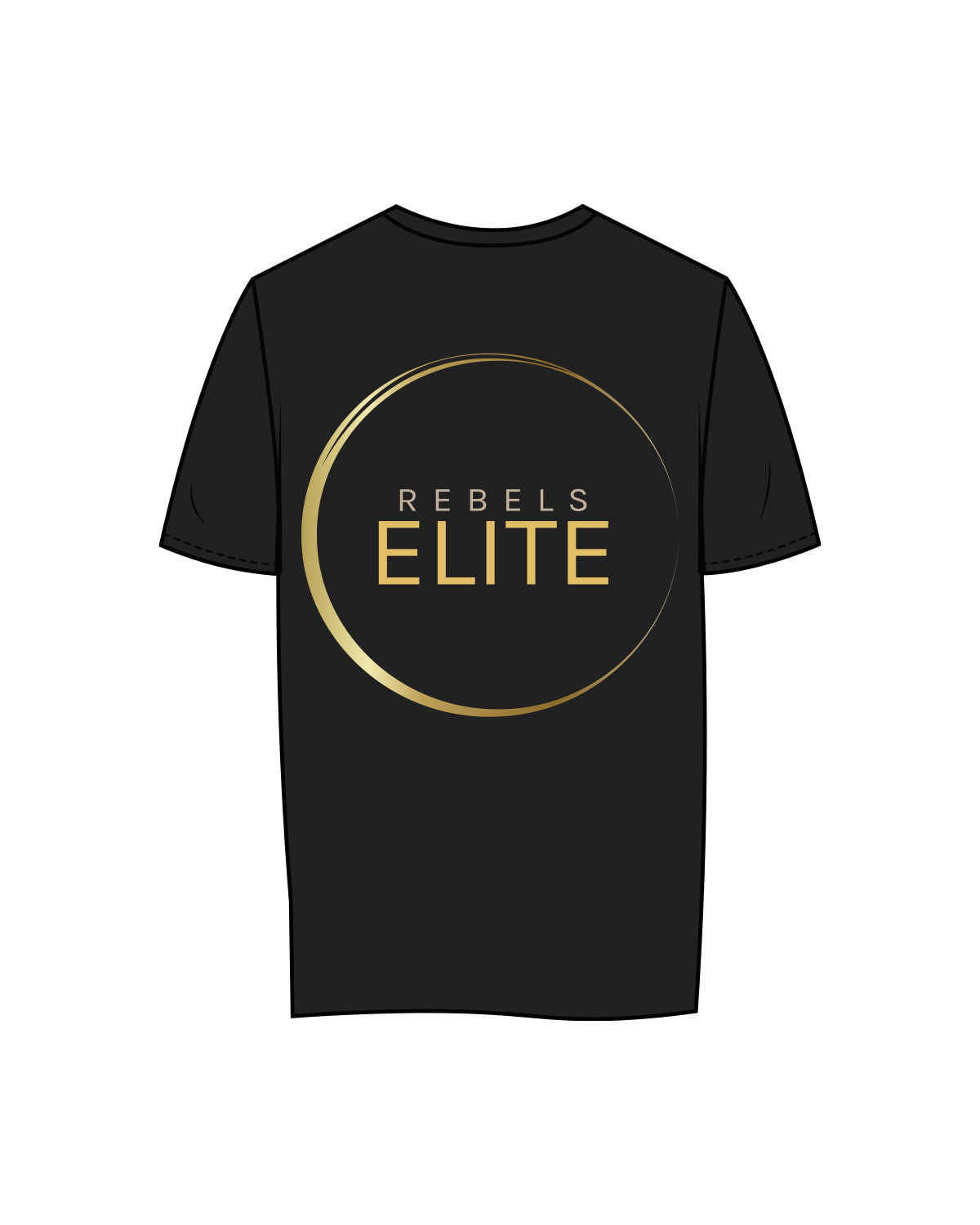 The Womens Tee - Black - Rebels Elite - Left Chest & Back Logos - Gold