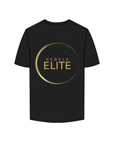 The Mens Tee - Black - Rebels Elite - Left Chest & Back Logos - Gold