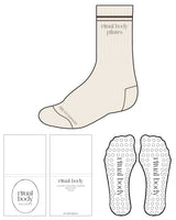 The Crew Sock - Off White - Ritual Body - Front & Top Border - Transparent Circle Grip - Brown