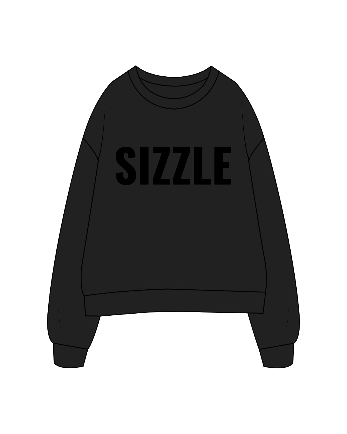 The Womens Crewneck - Black - Sizzle - Center Chest Logos - Tone on Tone