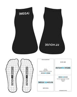 The Ankle Sock - Black - Megafit House - Top & Tip Text - White - Circular Shape Grip - Transparent