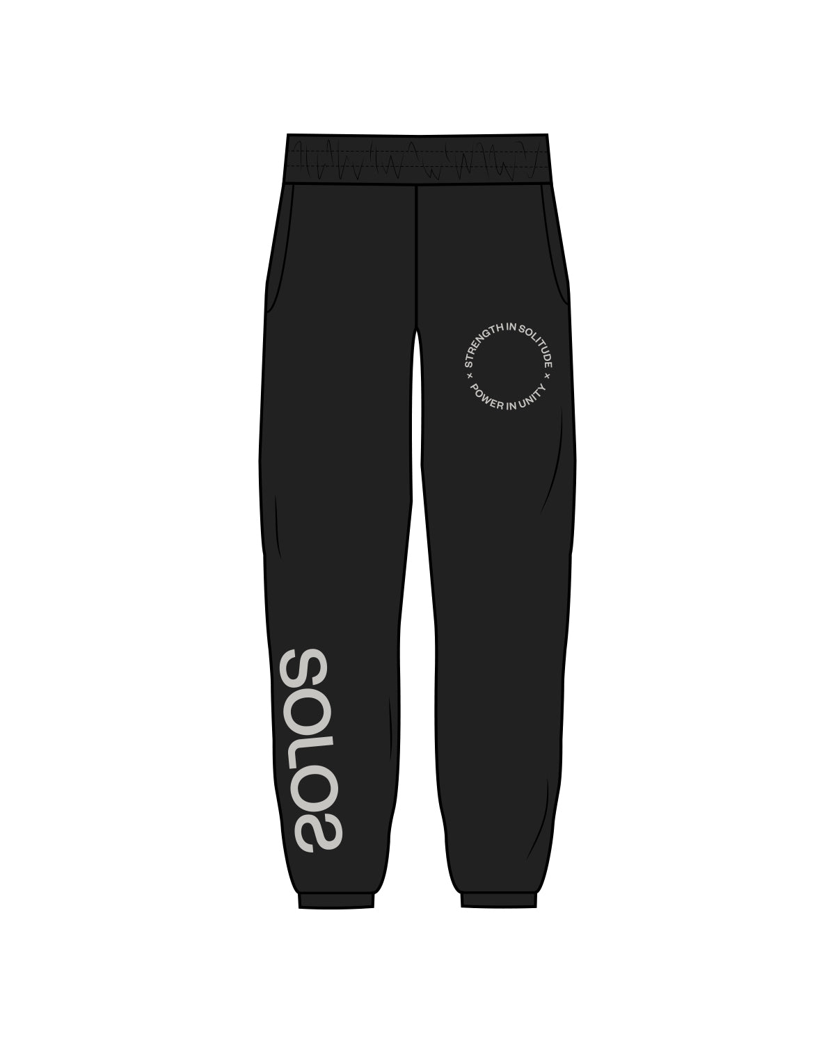 The Womens Sweatpant - Black - Solos - Left Thigh & Right Leg - Bone