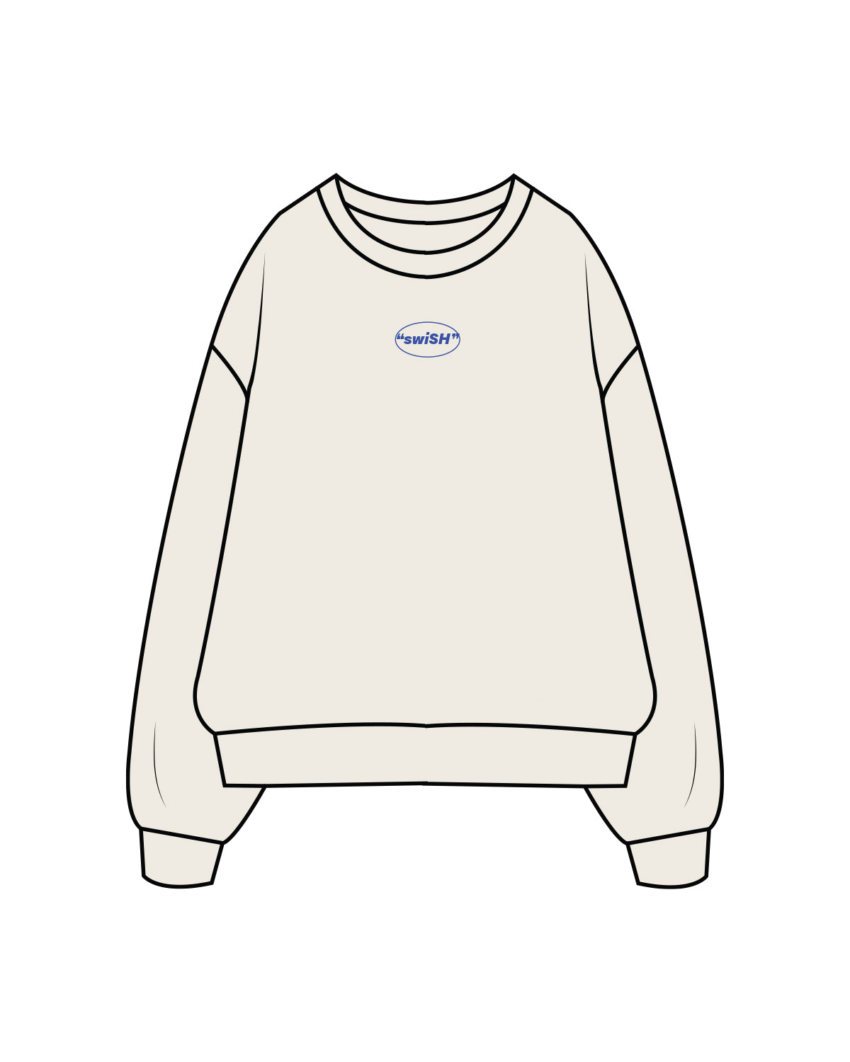 The Classic Crewneck - Off White - Swish Studios - Front and Back Logos - Blue