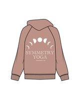 The Womens Hoodie - Clay - Symmetry Yoga - Left Chest & Back Logos - White