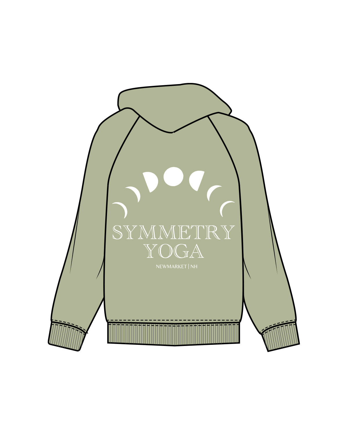 The Womens Classic Hoodie - Pistachio - Symmetry Yoga - Left Chest & Back Logos - White