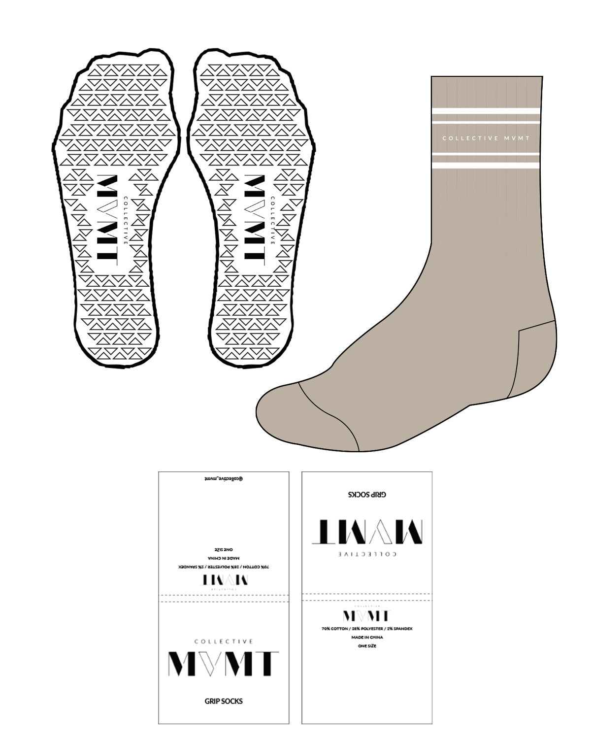 The Crew Sock - Tan - Collective Movement - Top Center - White