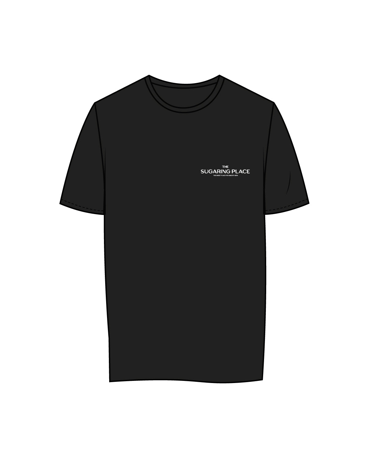 The Womens Tee - Black - The Sugaring Place - Left Chest - White