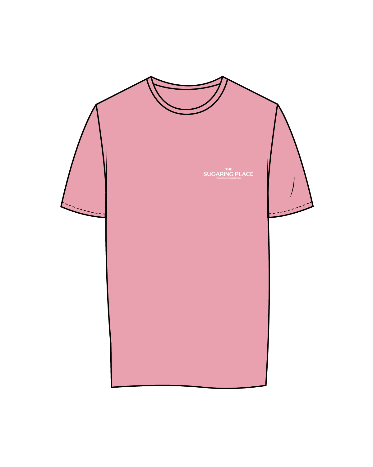 The Womens Tee - Bubblegum - The Sugaring Place - Left Chest - White