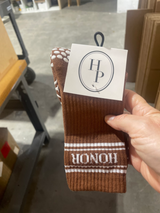 The Crew Sock - Brown / White - Honor Pilates